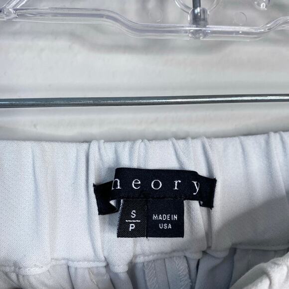 THEORY Korene Trinity 2 Slim Crop Pants Pull On Elastic Waist White Size Small - Picture 4 of 8